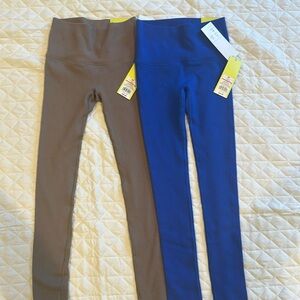 Set of 2 ribbed leggings bundle size XS blue/tan